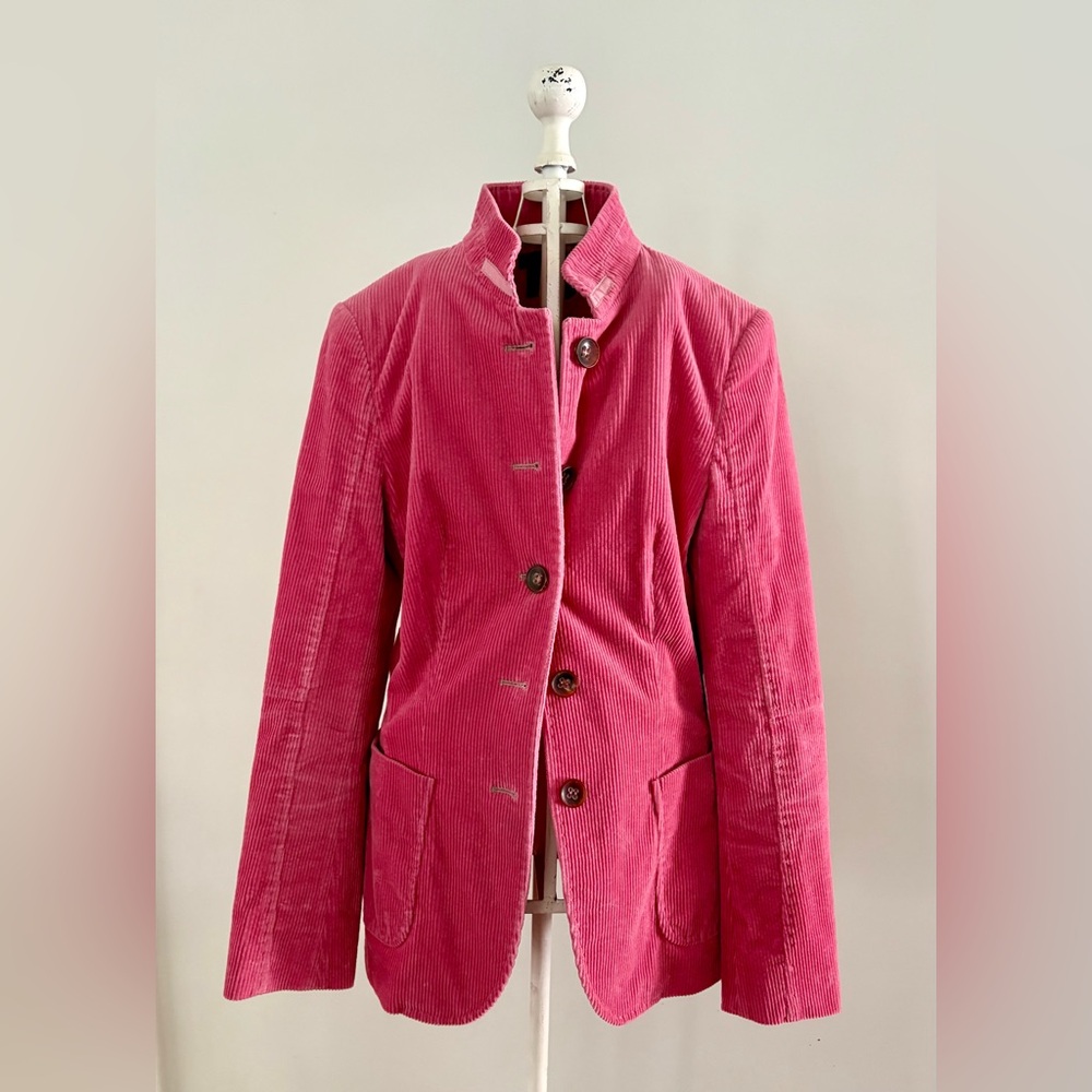 Bogner Pink Corduroy Blazer with Stand-Up Collar